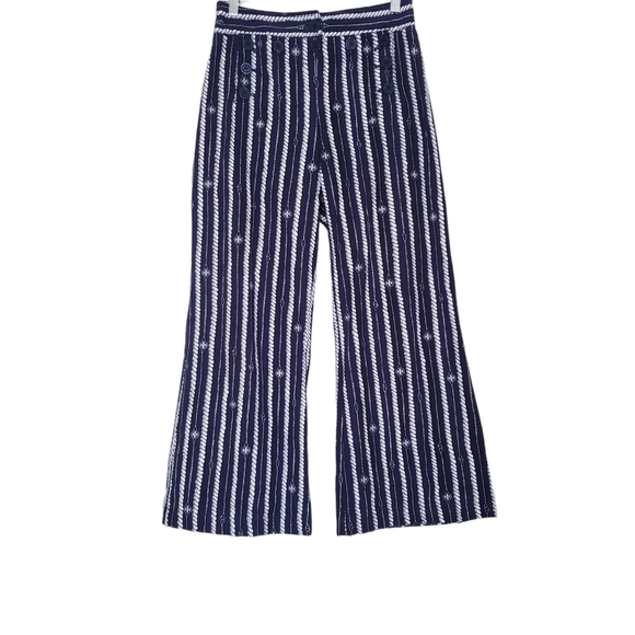 Tory Burch Blue Nautical Print Sailor Pants - Picture 3 of 15